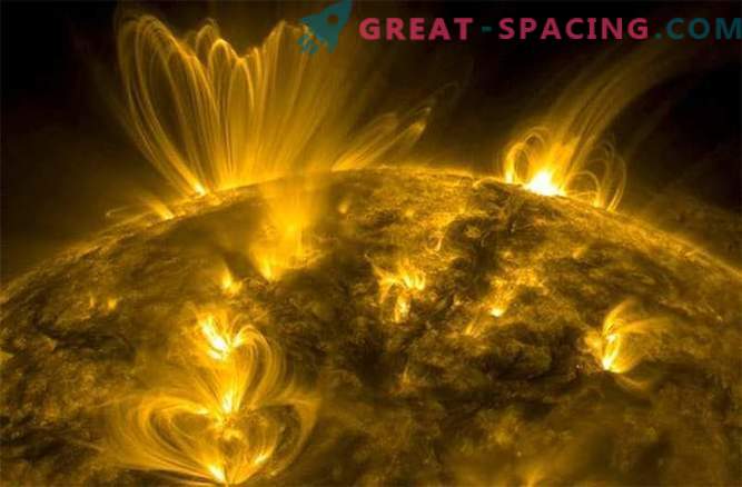 Potężne erupcje słoneczne wywołane przez ogromne linie magnetyczne.
