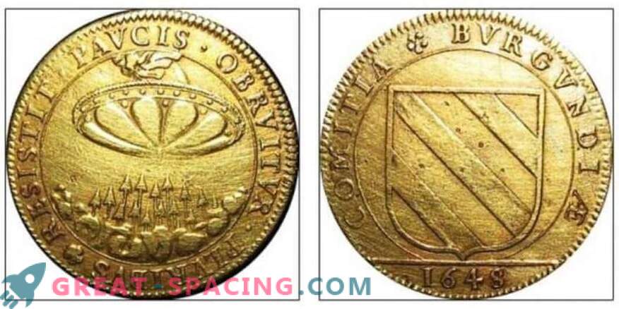 Risba francoskega kovanca iz 17. stoletja je podobna tuji ladji. Mnenje ufologov